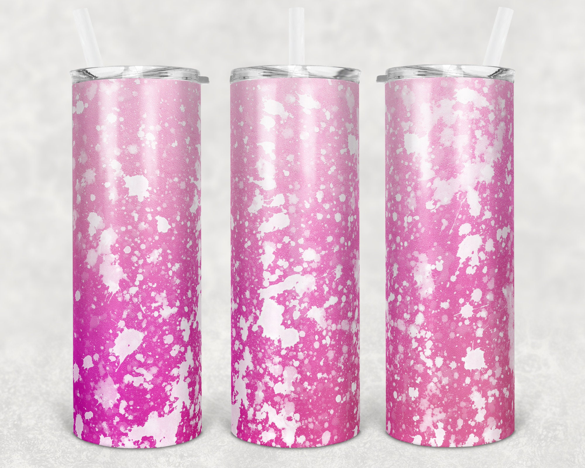 20 Oz Skinny Tumbler Sublimation Design Template Glitter Pink Power ...
