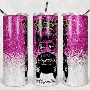 20 oz Skinny Tumbler Sublimation Design Template Glitter Off Road Girl Quad ATV Digital Design Download PNG Instant DIGITAL only off road