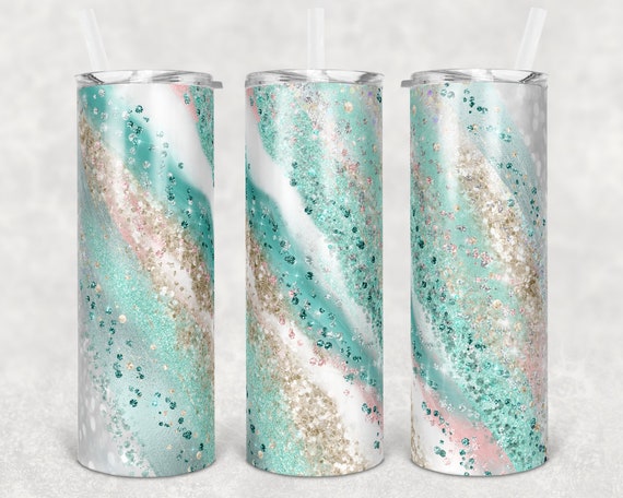 20 Oz Skinny Tumbler Sublimation Design Template Gold Glitter Swirl ...