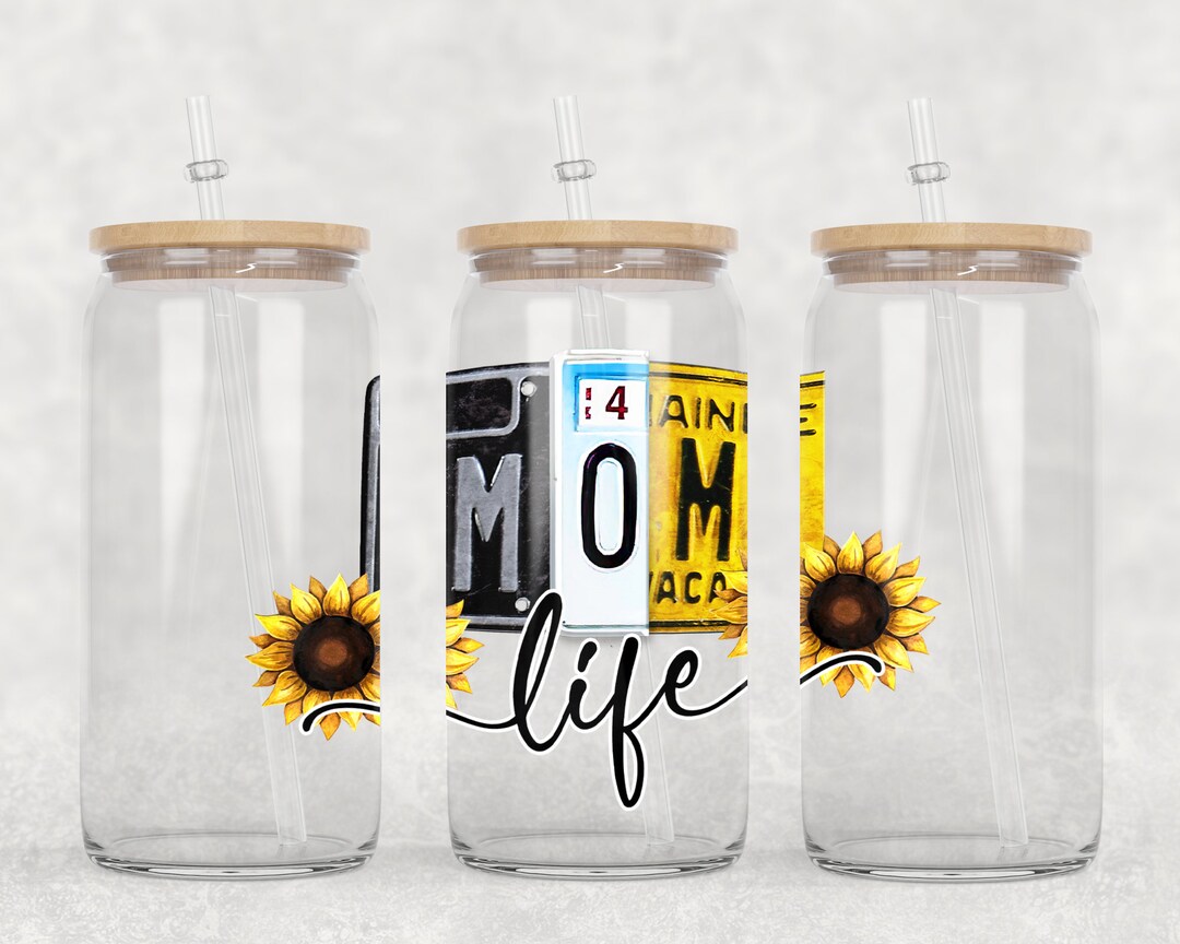 16 Oz Libbey Glass Can Tumbler Sublimation Design License Plate Mom ...