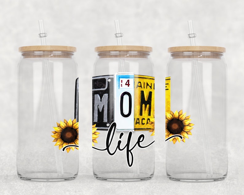 16 Oz Libbey Glass Can Tumbler Sublimation Design License Plate Mom ...