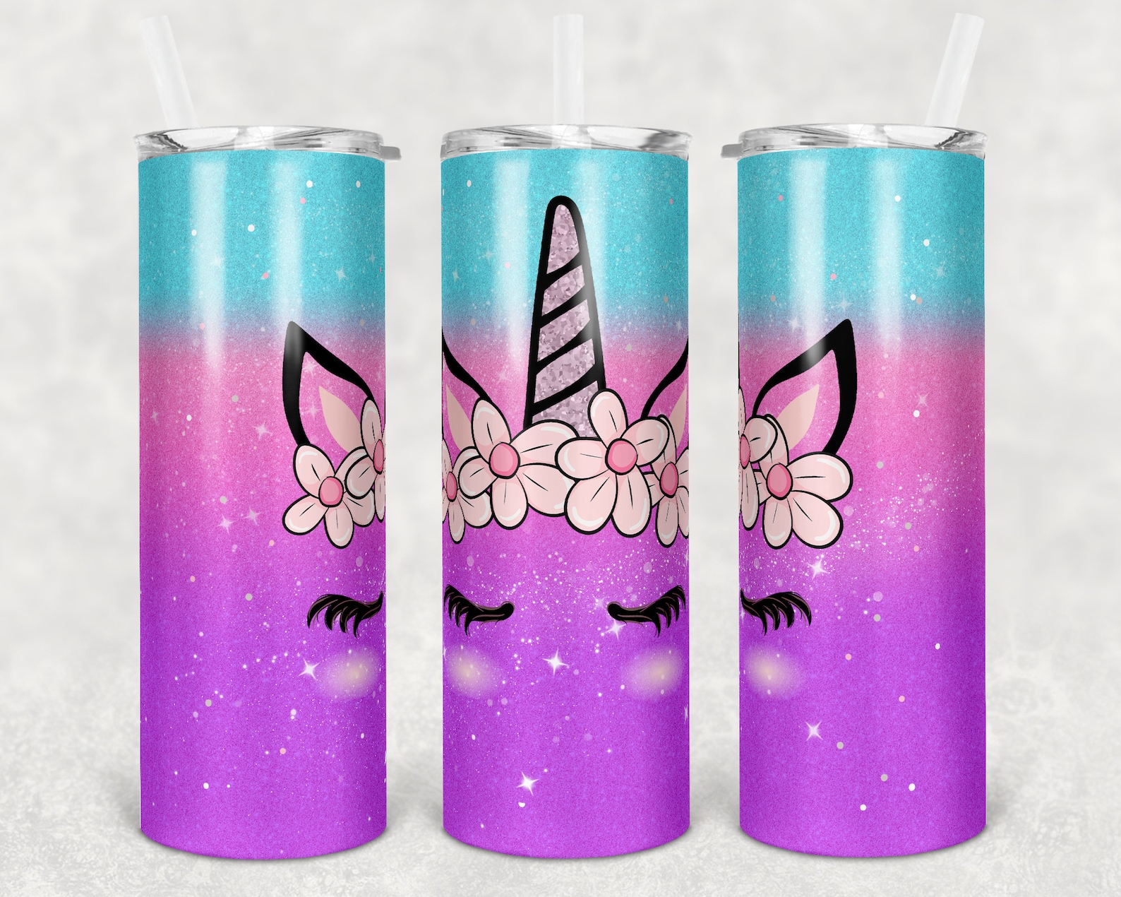 20 Oz Skinny Tumbler Sublimation Design Template Unicorn | Etsy