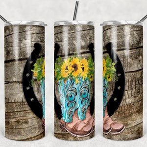 20 oz Skinny Tumbler Sublimation Design Template Cowboy Boot Western Design Digital Download PNG Instant DIGITAL Only rts tumblers Tamara