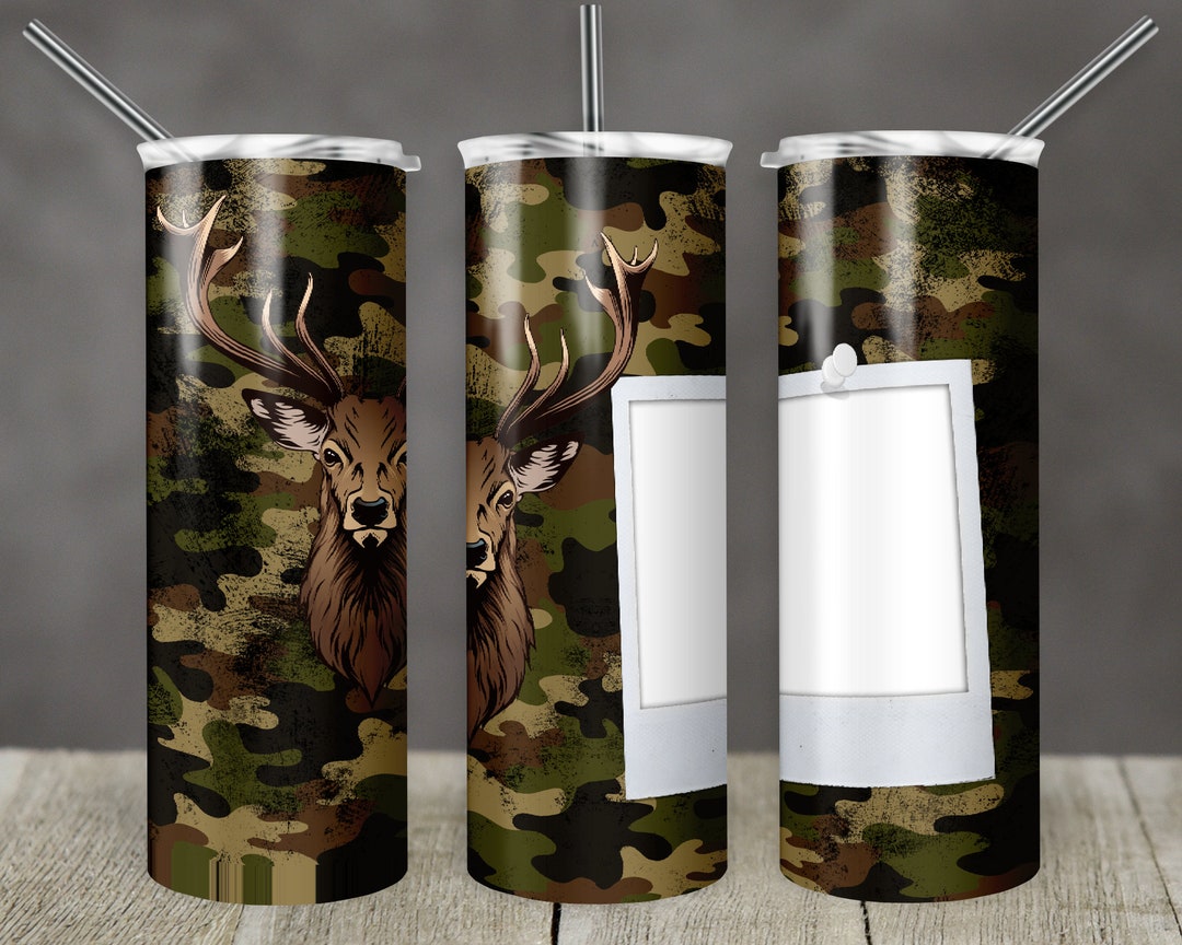 20 Oz Skinny Tumbler Distressed Deer Camo With and Without Orange ...