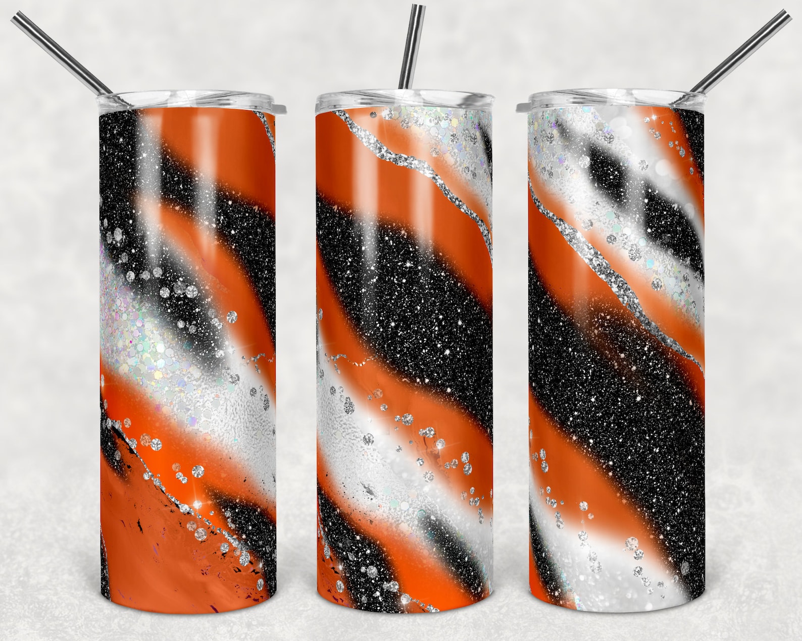 20 Oz Skinny Tumbler Sublimation Template Agate Milky Way Orange Black ...
