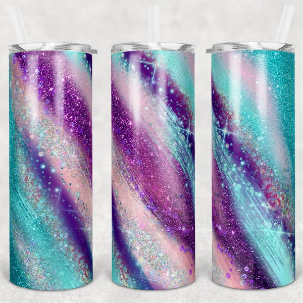 20 and 30 oz Skinny Tumbler Sublimation Template Agate Milky Way Teal Pink Purple Straight Design Digital Download PNG tumblers Tamara