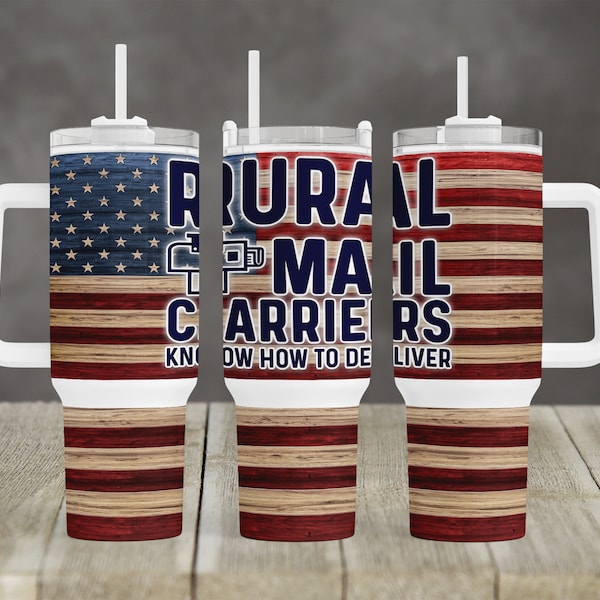 Rural Mail Carrier Flag design 40 oz 2 piece Tumbler Sublimation Template Digital Download PNG wood flag