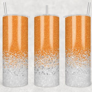 20 oz Skinny Tumbler Orange White Glitter Sublimation Design Digital Download PNG Instant DIGITAL ONLY rts tumblers Tamara