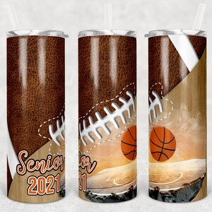 20 oz Skinny Tumbler Football and Basketball Sublimation Design  Digital Download PNG Instant DIGITAL ONLY rts tumblers Tamara