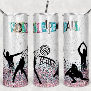 20 oz Skinny Tumbler Glitter Girls Volleyball Sublimation Design  Digital Download PNG Instant DIGITAL ONLY rts tumblers Tamara