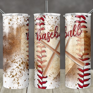 20 oz Skinny Tumbler Baseball Personalize Names With Ball Sublimation Template Design Digital Download PNG Instant DIGITAL ONLY