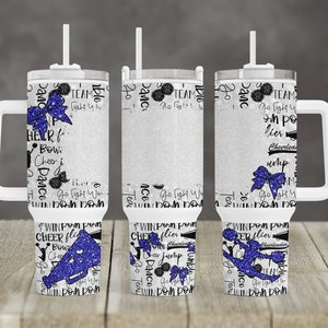 Cheer Tumbler Design 40 oz 2 piece Blue Space For A Name Tumbler Sublimation Template Digital Download PNG
