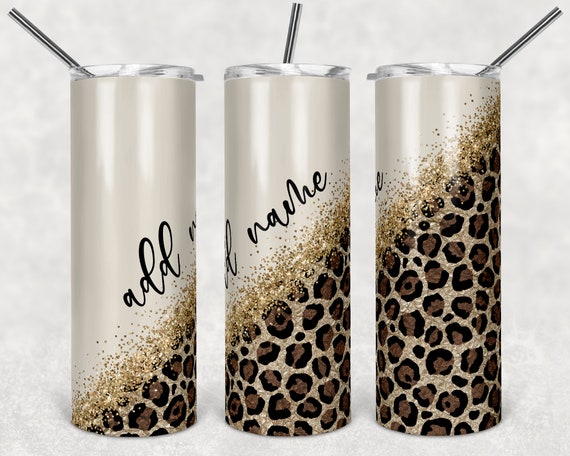 20 oz Skinny Tumbler Leopard Cream Champagne Matte Color and Foil  Sublimation Design Seamless Digital Download PNG Instant DIGITAL ONLY