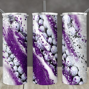 20 oz Skinny Tumbler Sublimation Template Milky Way Volleyball Purple White Straight Design Digital Download PNG tumblers Tamara