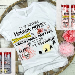 20 oz Skinny Tumbler Horror Movies and Christmas Movies Sublimation Design Shirt and Tumbler Digital Download PNG Instant DIGITAL