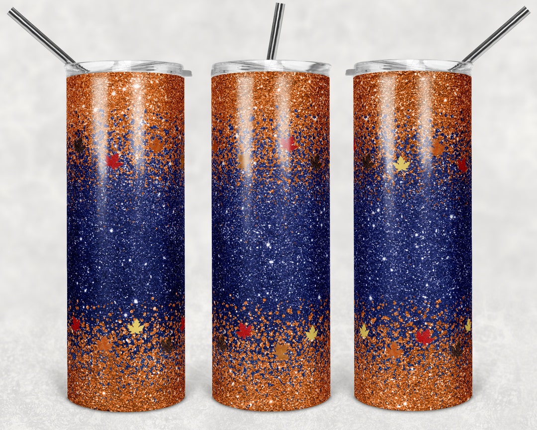 20 Oz Skinny Tumbler Sublimation Design Template Glitter Ombre Navy ...