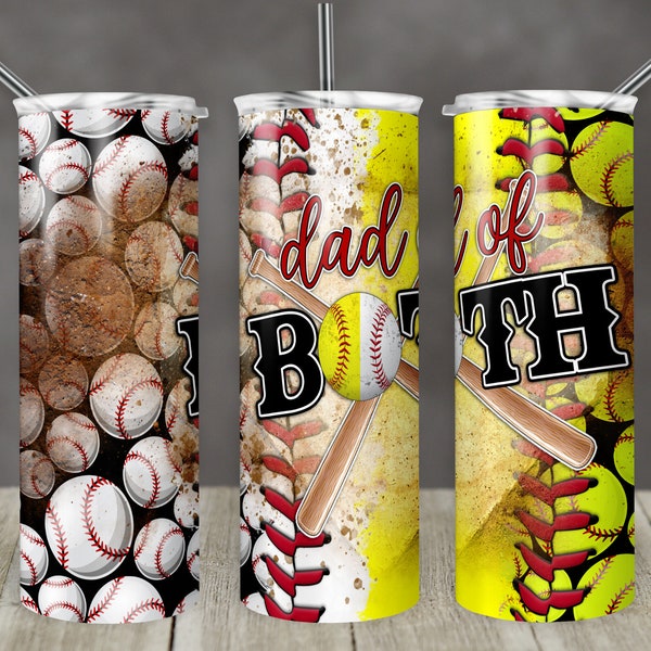20 oz Skinny Tumbler Baseball Softball Dad of both Laces Personalize Sublimation Template Design Digital Download PNG Instant DIGITAL ONLY