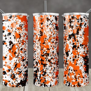 20 oz Skinny Tumbler Sublimation Design Template Orange Black Power Wash Add School Logo Straight Design Digital Download PNG