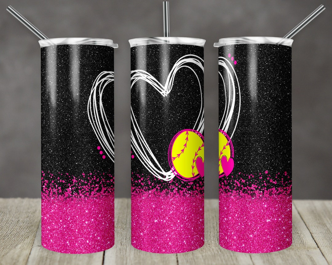 20 Oz Skinny Tumbler Sublimation Design Template Hot Pink Black ...