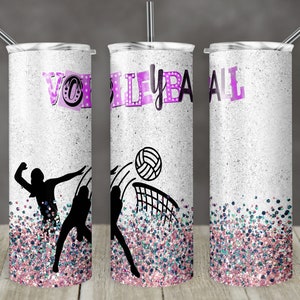 20 oz Skinny Tumbler Glitter Girls Volleyball Sublimation Design  Digital Download PNG Instant DIGITAL ONLY rts tumblers Tamara