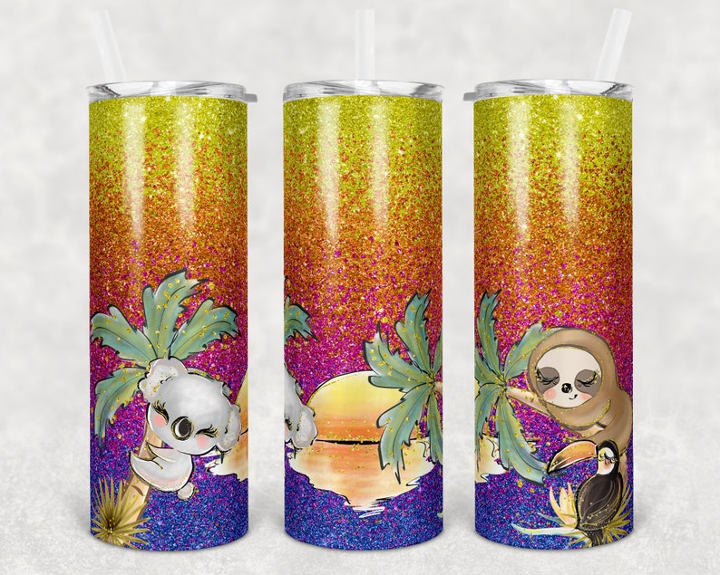 20 Oz Skinny Tumbler Sublimation Design Template Glitter Ombre - Etsy