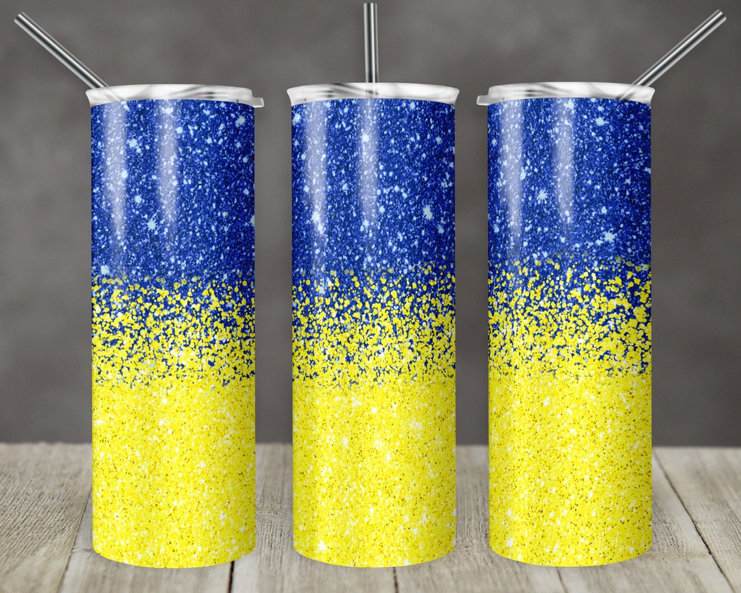 20 Oz Skinny Tumbler Sublimation Design Template Glitter Ombre Blue ...