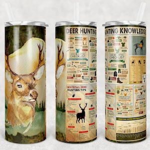 20 Oz Skinny Tumbler Deer Hunting Knowledge Sublimation Design Digital ...