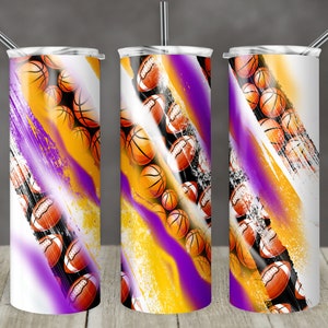 20 oz Skinny Tumbler Sublimation Template Solid Football Basketball Purple Gold Straight Design Digital Download PNG tumblers Tamara