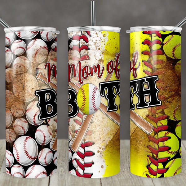 20 oz Skinny Tumbler Baseball Softball Mom Mothers Day both Laces Sublimation Template Design Digital Download PNG Instant DIGITAL ONLY