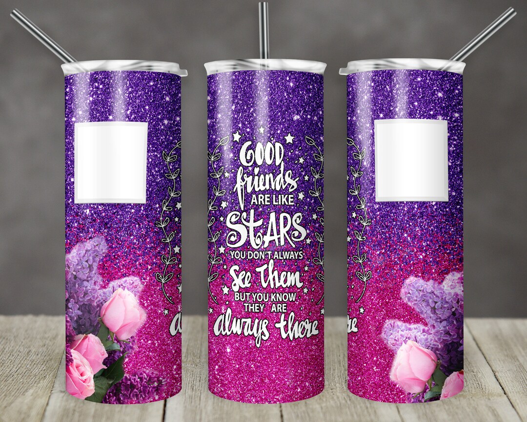 20 Oz Skinny Tumbler Sublimation Design Template Glitter Ombre Pink ...