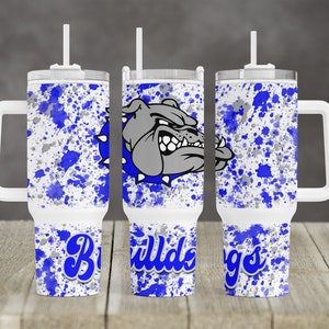 Powerwash Splatter School Bulldogs mascot design 40 oz 2 piece Tumbler Sublimation Template Digital Download PNG Royal Blue bulldog