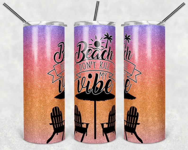 Download 20 oz Skinny Tumbler Sublimation Design Template Beach ...