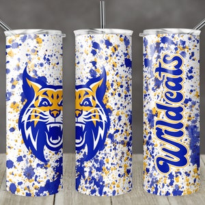 20 oz Skinny Tumbler Sublimation Design Template Wildcats Power Wash Add Name Straight Design Digital Download PNG