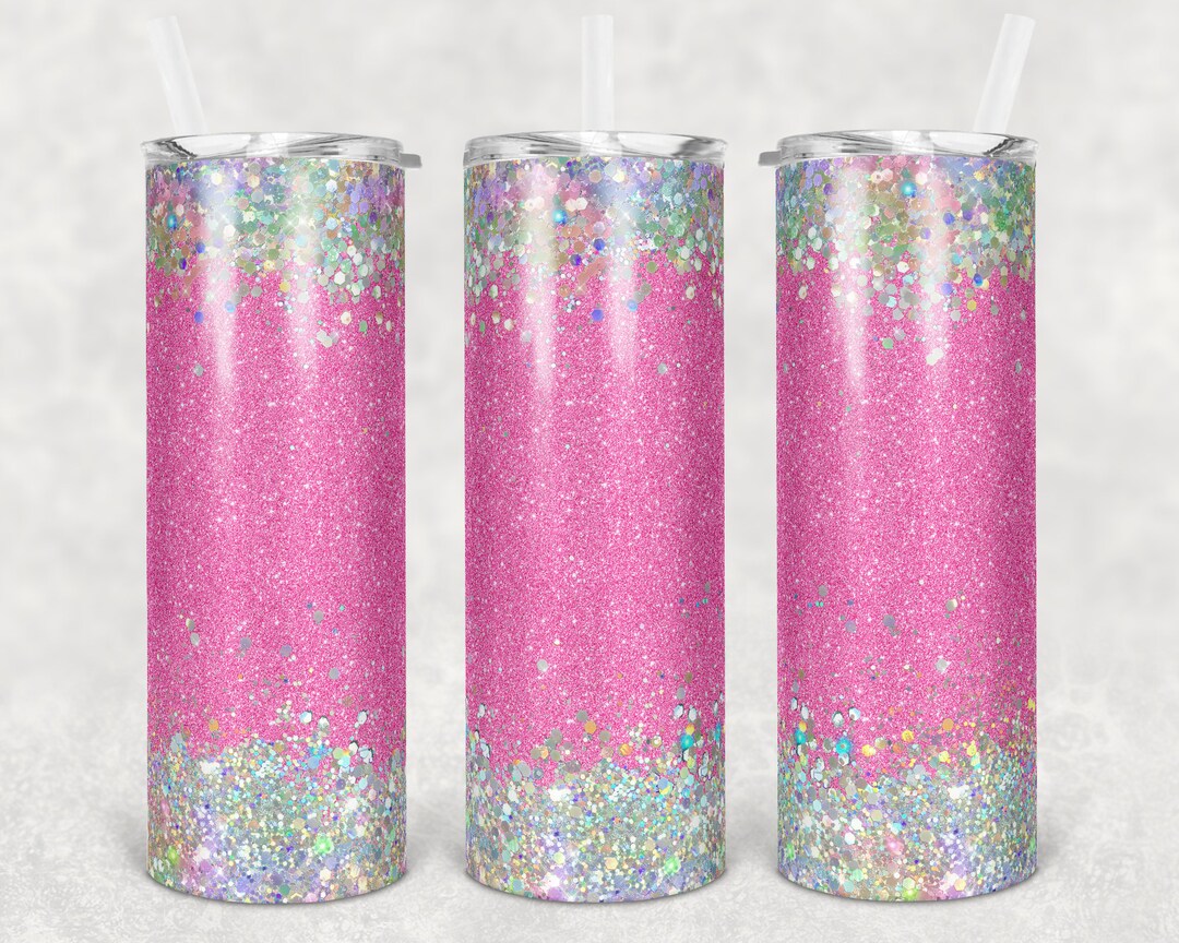 20 Oz Skinny Tumbler Sublimation Design Template Glitter Pink ...