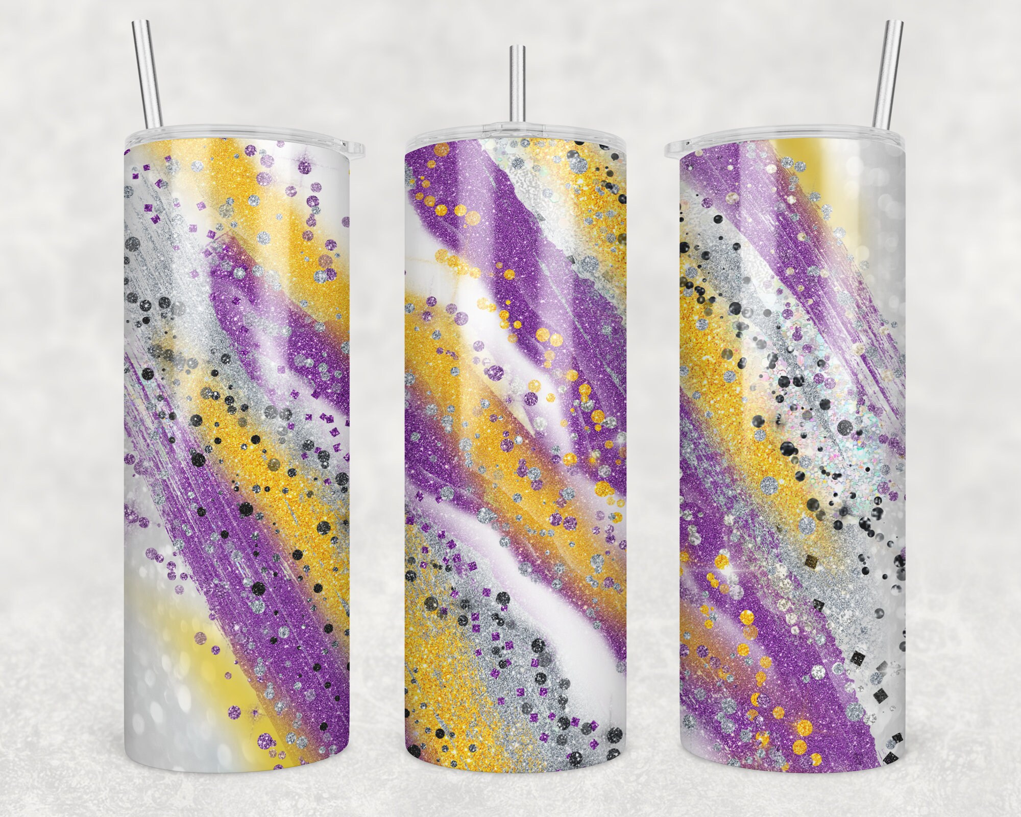 20 Oz Skinny Tumbler Sublimation Template Milky Way Glitter Purple Gold ...