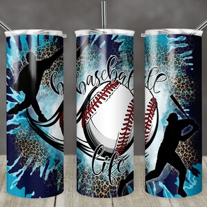 20 oz Skinny Tumbler Sublimation Template TieDye Baseball Sports Leopard Straight Design Digital Download PNG tumblers Sport tie dye