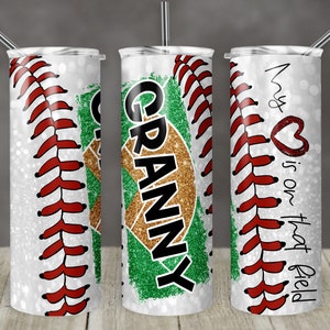 20 oz Skinny Tumbler Baseball Granny Glitter Heart on Field Laces Sublimation Design Template Design Digital Download PNG Instant DIGITAL