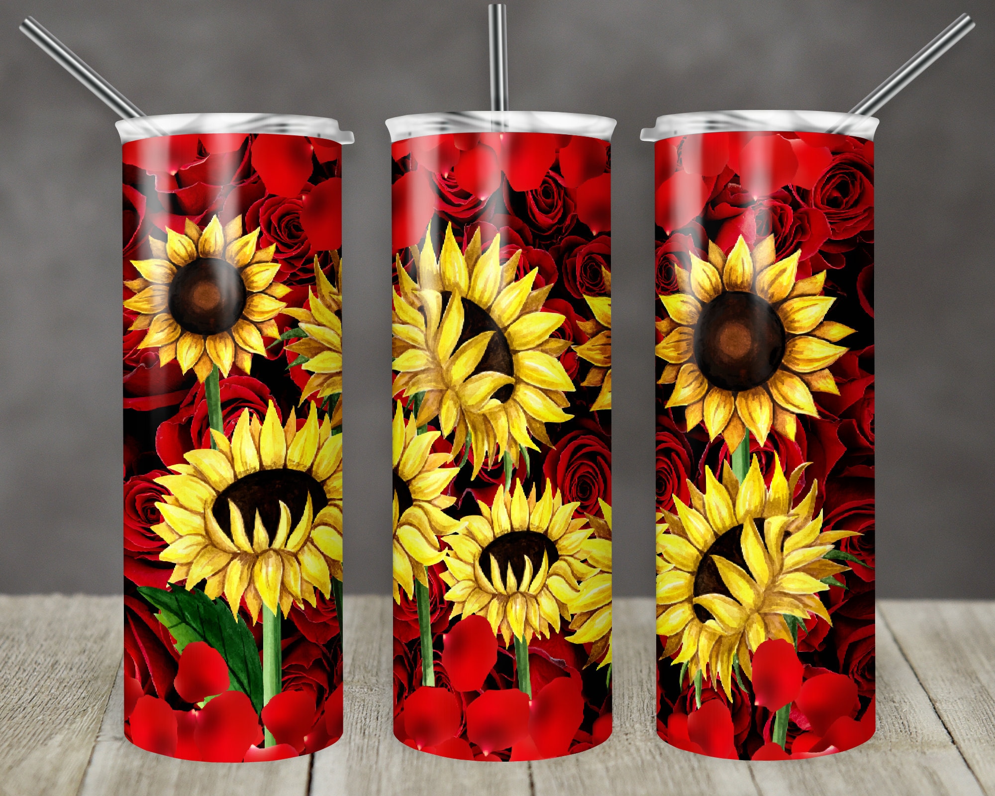 Art Pop Flowers 20 oz Stainless Steel Skinny Tumbler Sublimation Hot Cold  Coffee Soda