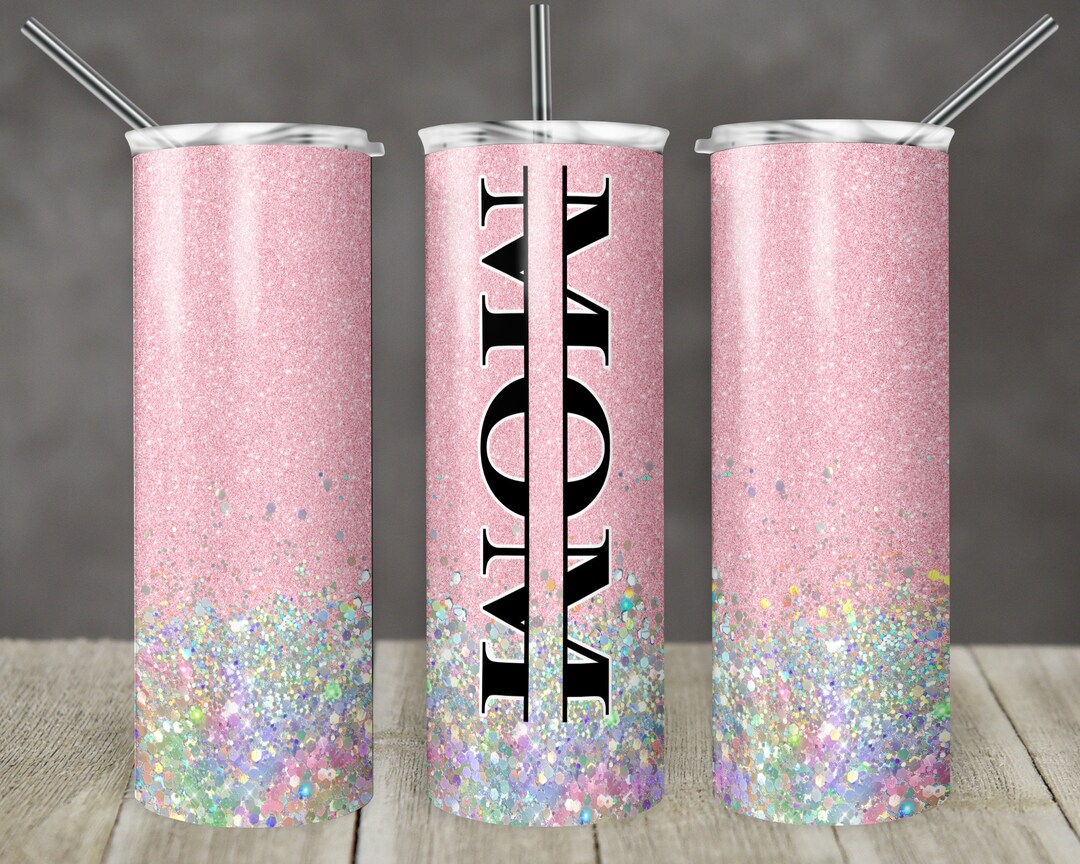 20 Oz Skinny Tumbler Sublimation Design Template Glitter Pink ...
