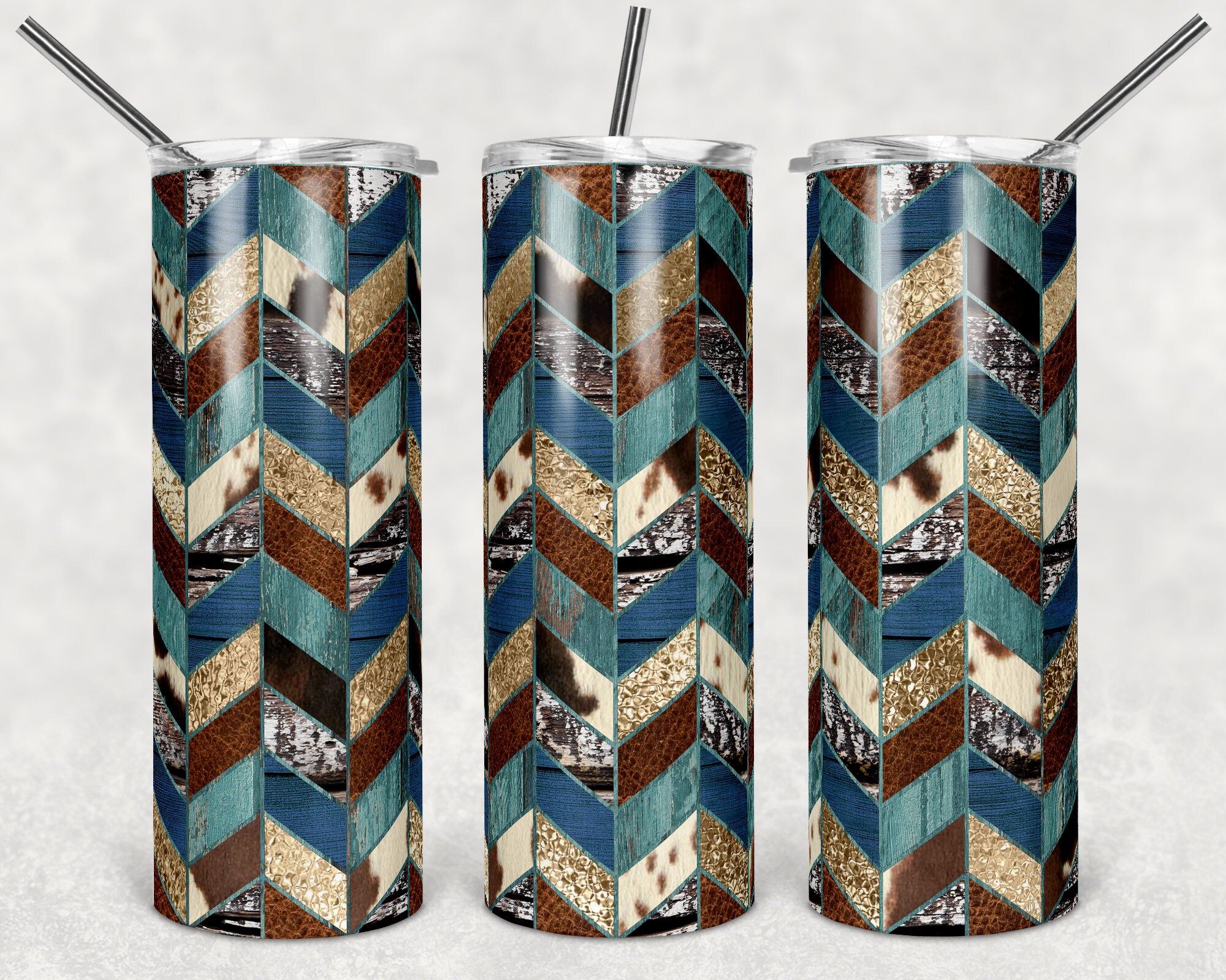 20 Oz Skinny Tumbler Sublimation Design Template Western Repeating ...