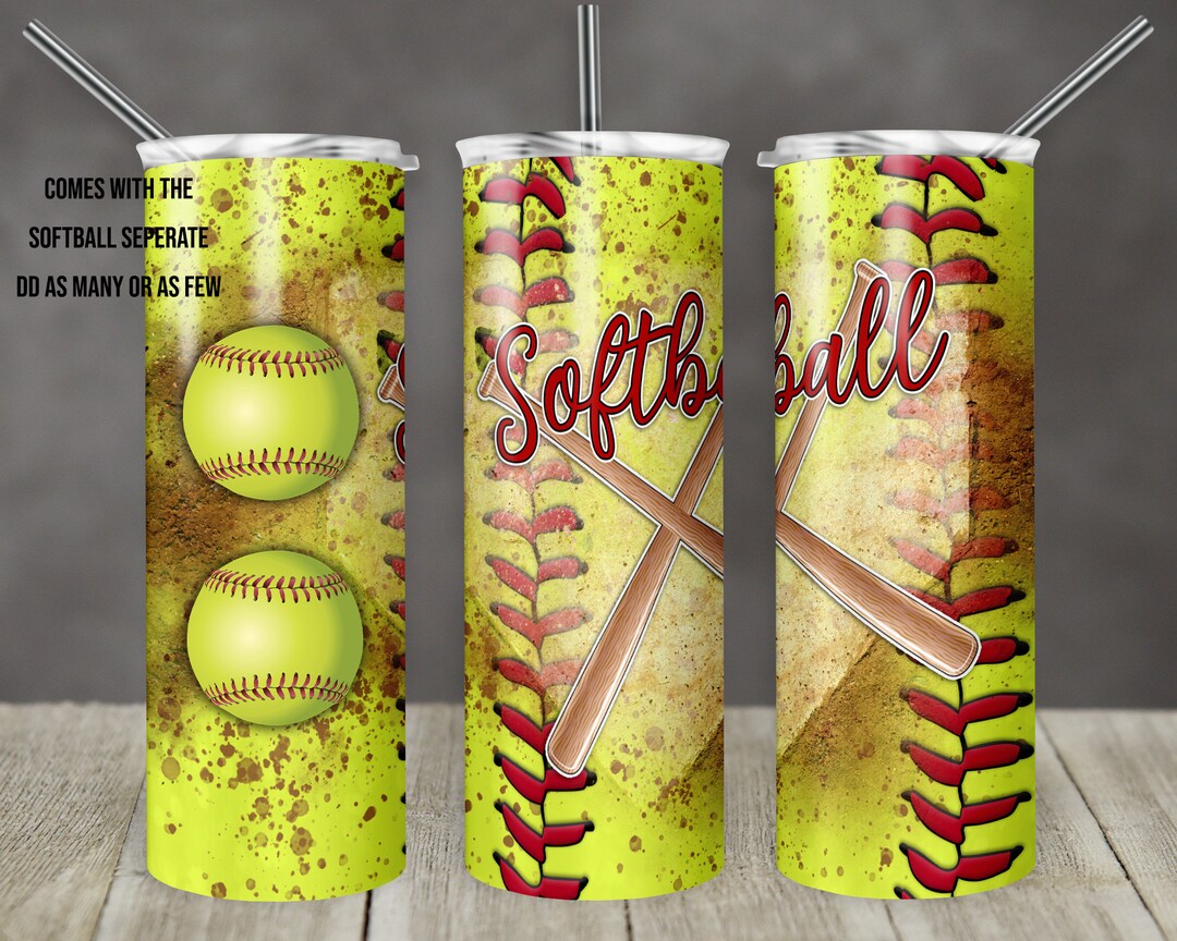 20 Oz Skinny Tumbler Softball Dirt Personalize Names Ball Sublimation