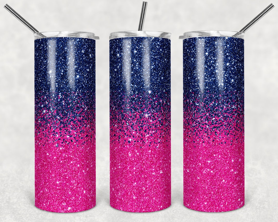 20 Oz Skinny Tumbler Sublimation Design Template Glitter Ombre Navy ...