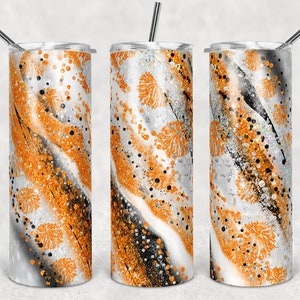 20 oz Skinny Tumbler Sublimation Vorlage Milchstraße Glitzer Cheer Orange Straight Design Digital Download PNG