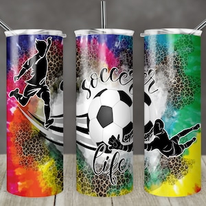 20 oz Skinny Tumbler Sublimation Template TieDye Soccer Sports Leopard Straight Design Digital Download PNG tumblers Sport tie dye