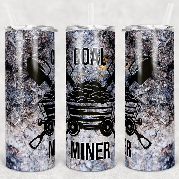 20 oz Skinny Tumbler Coal Miner Sublimation Design  Digital Download PNG Instant DIGITAL ONLY rts tumblers Tamara