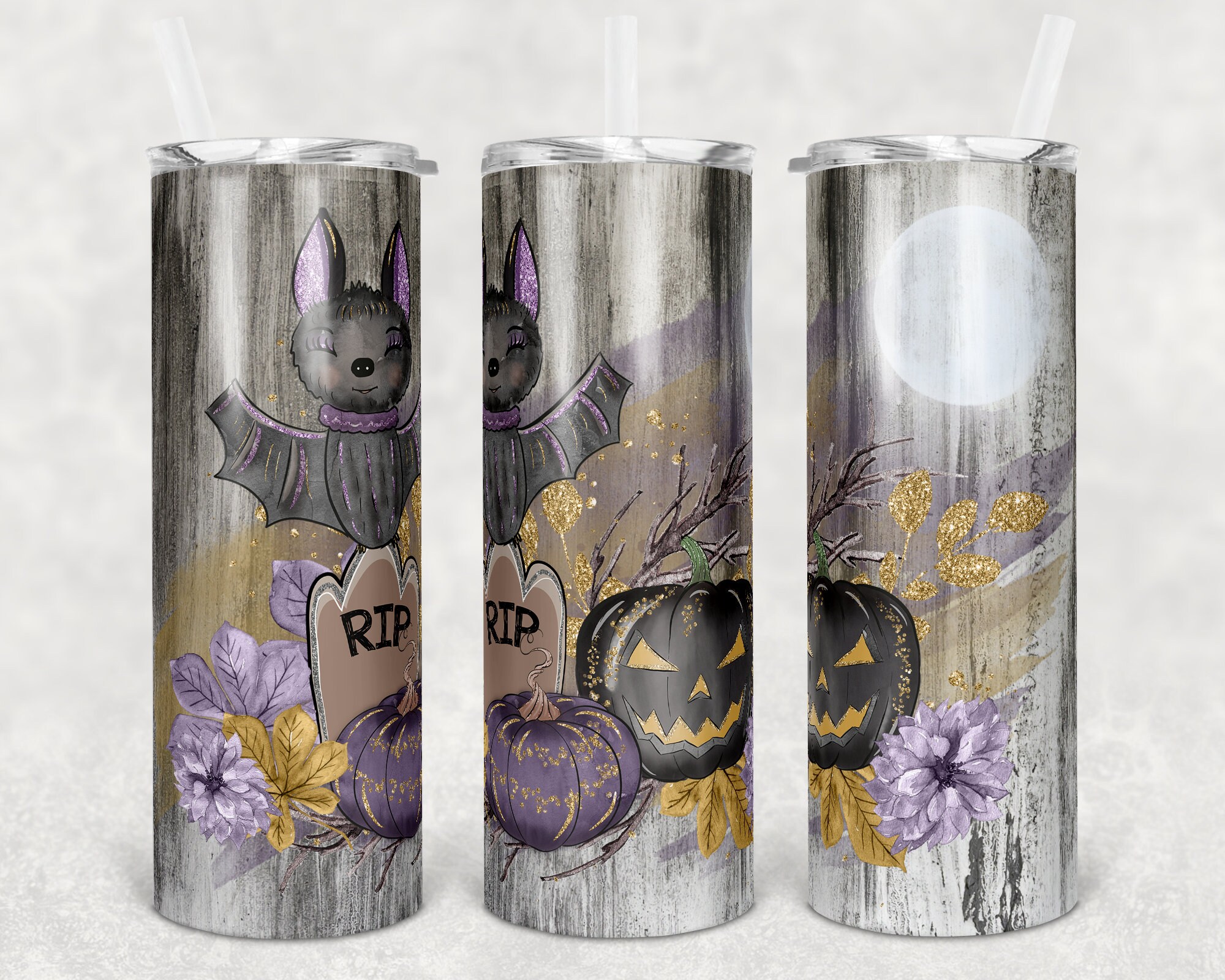 20oz Skinny Halloween Tumbler Gift Tumbler Sublimation Tumbler Kitchen