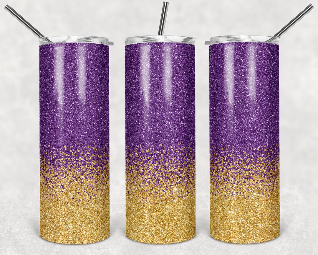 20 Oz Skinny Tumbler Sublimation Design Template Glitter Ombre Purple ...