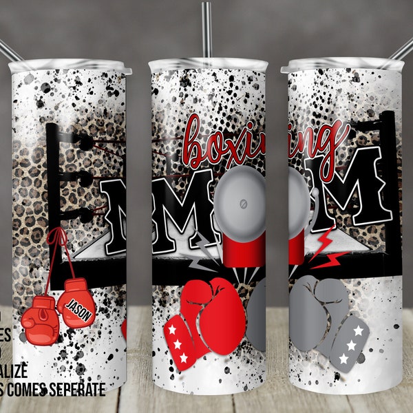 20 oz Skinny Tumbler Boxing Mom Personalize Names With boxing gloves Sublimation Template Design Digital Download PNG Instant DIGITAL ONLY