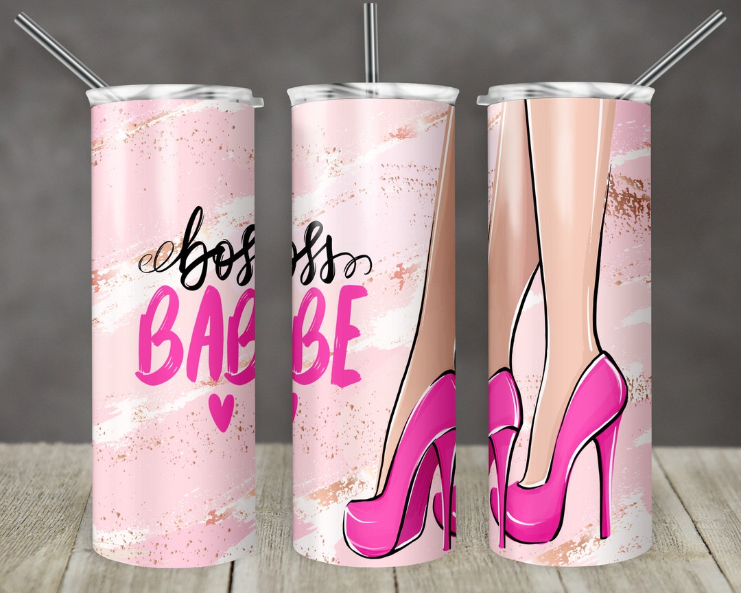20 Oz Skinny Tumbler Sublimation Design Template Bougie Boss Pink Gold