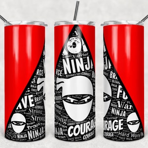 20 oz Skinny Tumbler Sublimation Design Template Ninja V Red Black White Straight Design Digital Download PNG tumblers Tamara